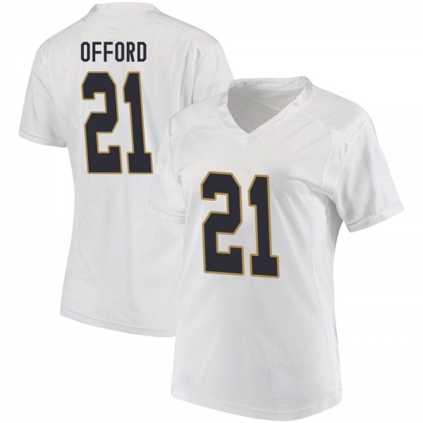 Caleb Offord Notre Dame Fighting Irish NCAA Women's #21 White Replica College Stitched Football Jersey GST7555EV